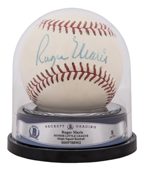 Roger Maris Single Signed Baseball (JSA & Beckett NR-MT 8)